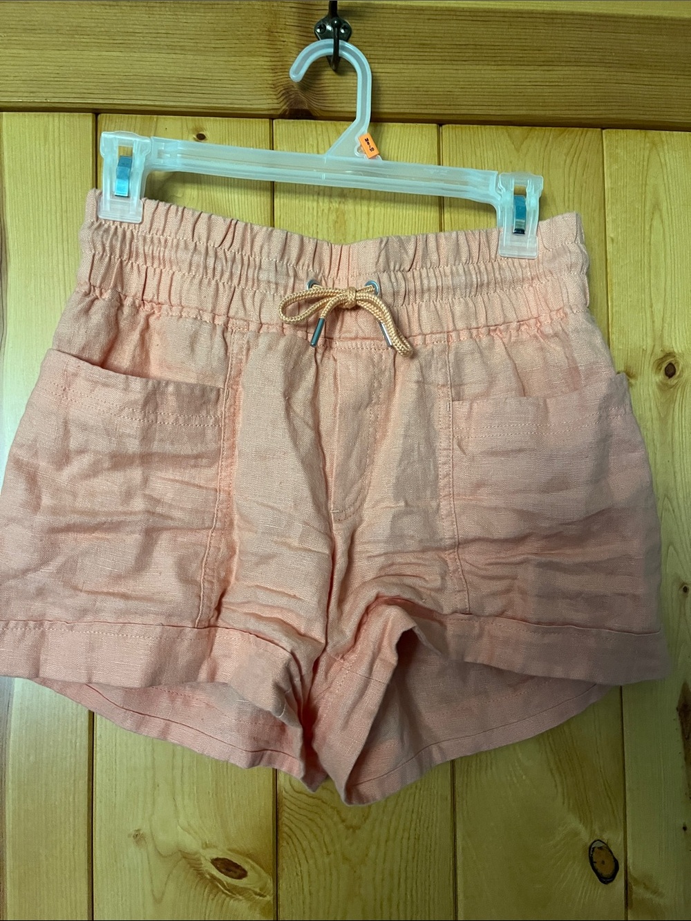 Athleta Peach High-Rise Drawstring Linen-Blend Shorts